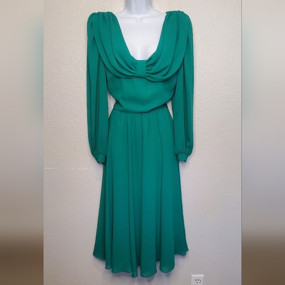 Coco Of California 70s Vintage Green Midi Dress Size 10 - Picture 9 of 9